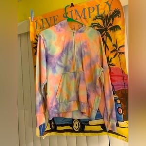 Tie dye pretty colored zip up jacket for new trendy season! Size is a large.